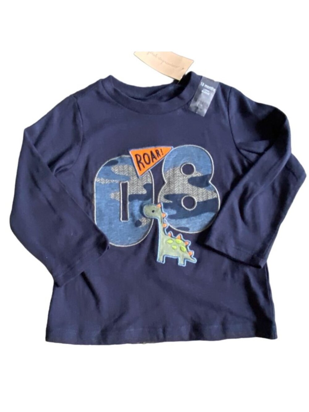 First Impressions Infant/Toddler Boys Long Sleeve 'Dinosaur' Shirt-Blue-18M-NWT